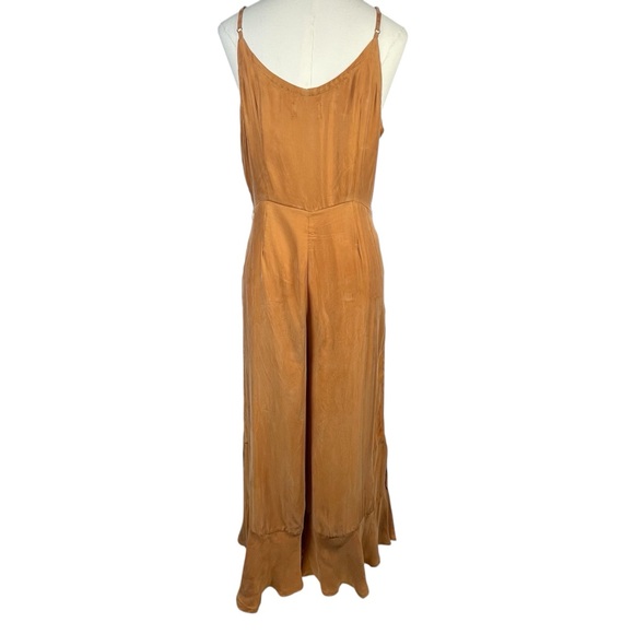 Anthropologie Sencia Lia Jumpsuit Buckwheat Wide Leg Ruffle Bottom Size SP - Picture 6 of 15